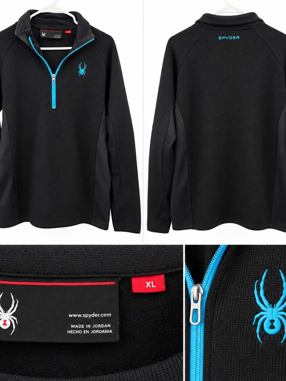 Spyder Men’s Black Half-Zip Sweater with Blue Accents